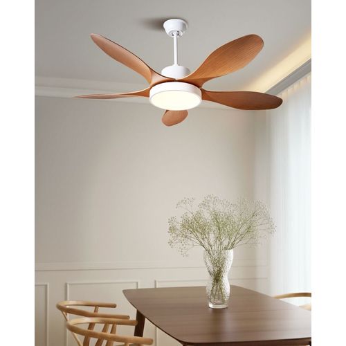 Ventilateur De Plafond Avec Lampe Barbet Avec Télécommande LED Marron Clair