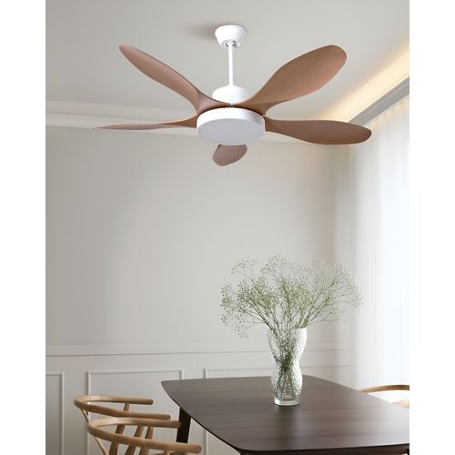 Ventilateur De Plafond Avec Lampe Barbet Avec Télécommande LED Marron Clair