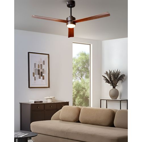 Ventilateur De Plafond Avec Lampe Jeremy Avec Télécommande LED Marron