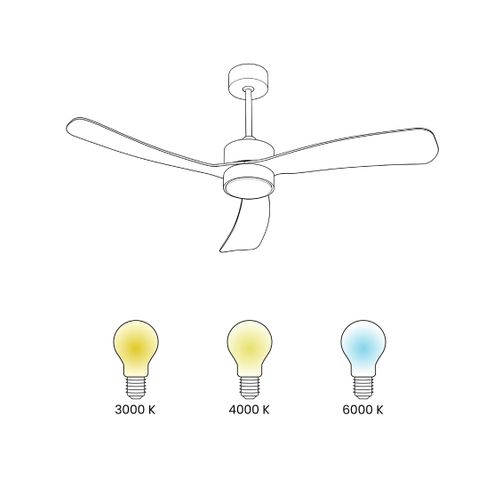 Ventilateur De Plafond Avec Lampe Praslin Avec Télécommande LED Blanc