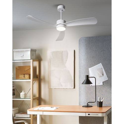 Ventilateur De Plafond Avec Lampe Praslin Avec Télécommande LED Blanc