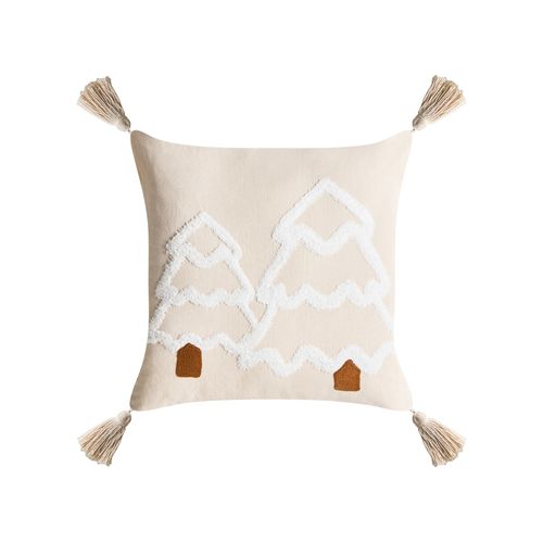 Lot De 2 Coussins Décoratifs Intsia Coton 30 X 50 Cm 45 X 45 Cm Beige Clair Motif De Noël
