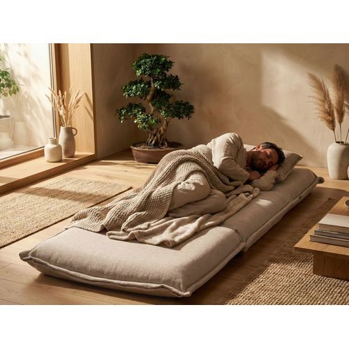 Fauteuil Convertible Dellen Tissu Beige