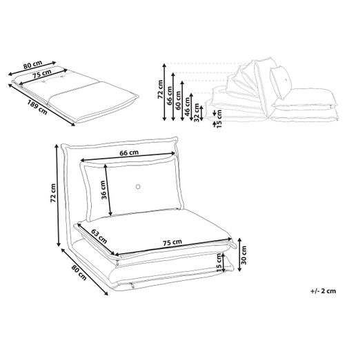 Fauteuil Convertible Dellen Tissu Blanc Cassé