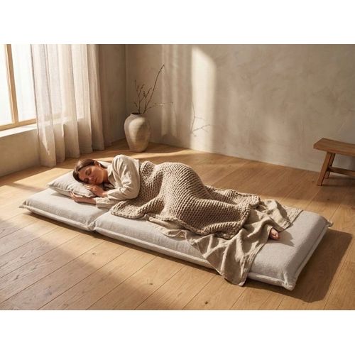 Fauteuil Convertible Dellen Tissu Blanc Cassé