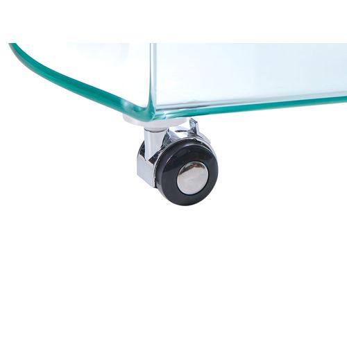 Table D'appoint Minto Verre De Sécurité Transparent Avec Roues