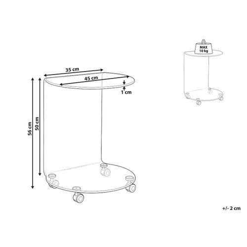 Table D'appoint Minto Verre De Sécurité Marron Avec Roues