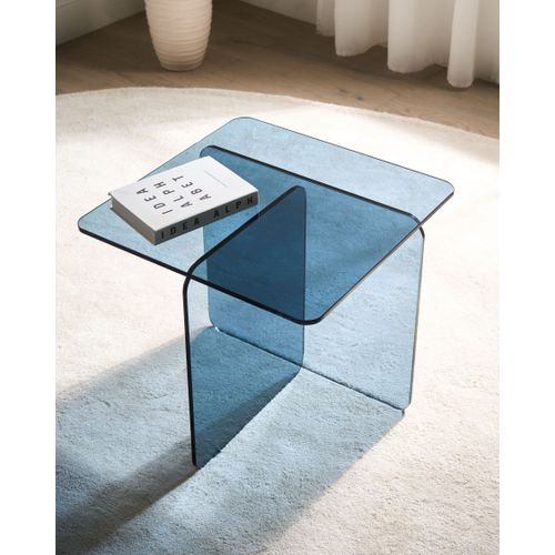 Table D'appoint Amisk Verre De Sécurité Bleu
