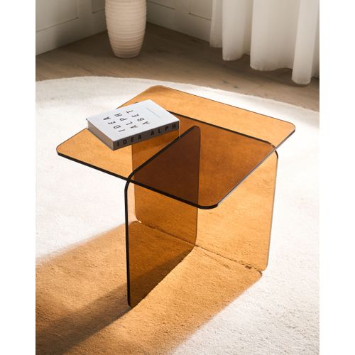 Table D'appoint Amisk Verre De Sécurité Marron