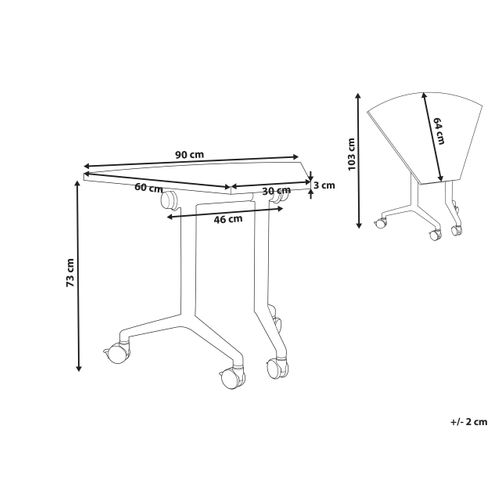 Module De Bureau D'angle Pliable Cavi Marron Foncé 90 Cm 64 Cm