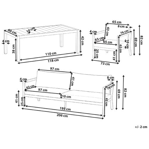 Ensemble De Salon De Jardin Avec Table 5 Places Oneta Métal Marron Clair