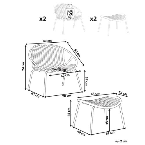 Lot De 2 Chaises De Jardin Casperia Beige Sable