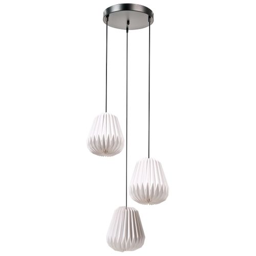 Lampes Suspension à 3 Lumières Honde Papier Blanc