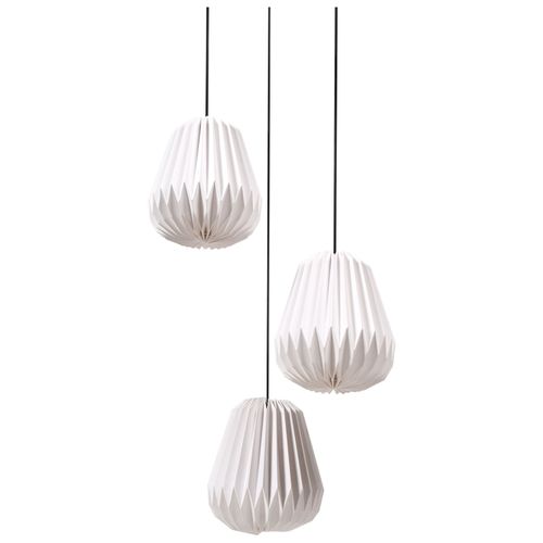 Lampes Suspension à 3 Lumières Honde Papier Blanc