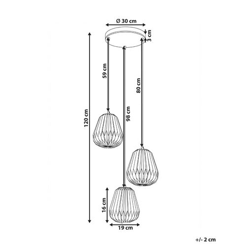 Lampes Suspension à 3 Lumières Honde Papier Blanc