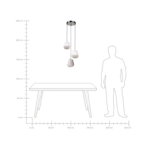 Lampes Suspension à 3 Lumières Honde Papier Blanc