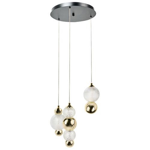 Lampes Suspension à 3 Lumières Sora LED Verre Doré