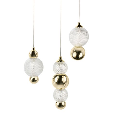 Lampes Suspension à 3 Lumières Sora LED Verre Doré