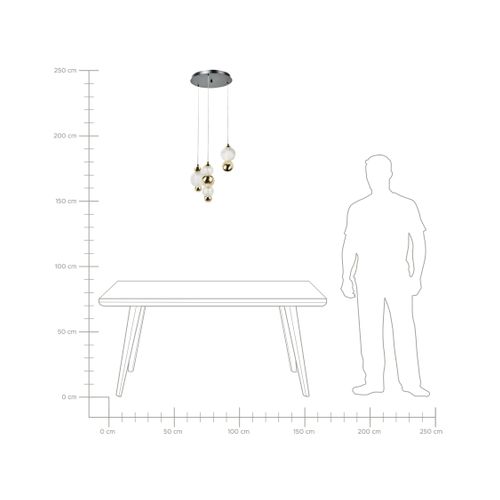 Lampes Suspension à 3 Lumières Sora LED Verre Doré