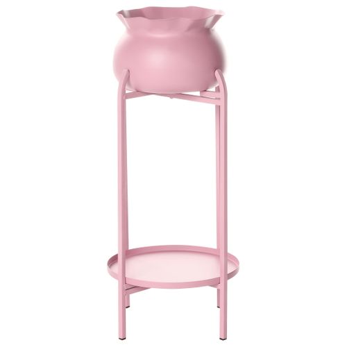 Cache-pot Sur Pied Mokuren Métal 25 Cm Rose