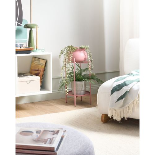 Cache-pot Sur Pied Mokuren Métal 25 Cm Rose