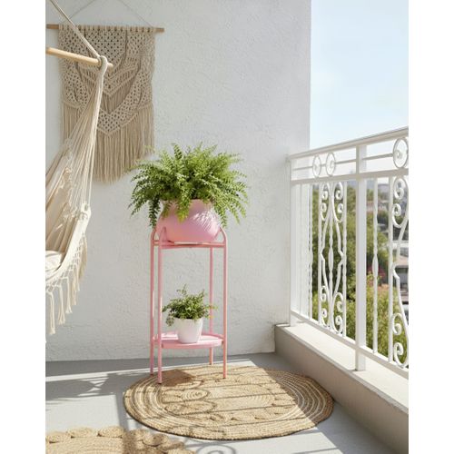 Cache-pot Sur Pied Mokuren Métal 25 Cm Rose