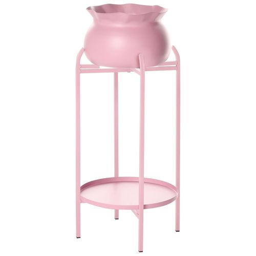 Cache-pot Sur Pied Mokuren Métal 25 Cm Rose