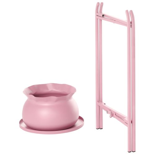 Cache-pot Sur Pied Mokuren Métal 25 Cm Rose