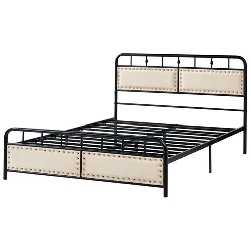 Lit Avec Sommier Métal Breuillet 140 X 200 Cm Noir