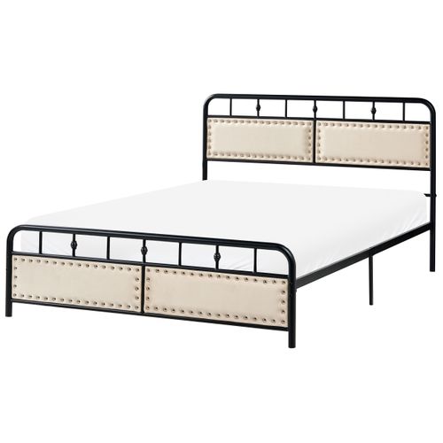 Lit Avec Sommier Métal Breuillet 140 X 200 Cm Noir