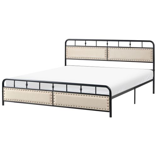 Lit Avec Sommier Métal Breuillet 180 X 200 Cm Noir