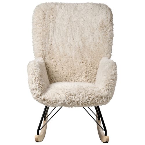 Fauteuil à Bascule Akra Fourrure Synthétique Beige Clair