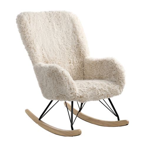 Fauteuil à Bascule Akra Fourrure Synthétique Beige Clair