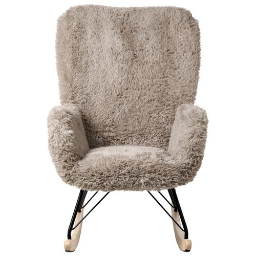 Fauteuil à Bascule Akra Fourrure Synthétique Taupe