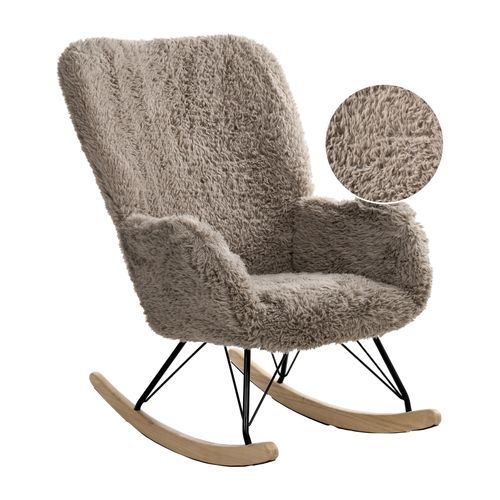 Fauteuil à Bascule Akra Fourrure Synthétique Taupe
