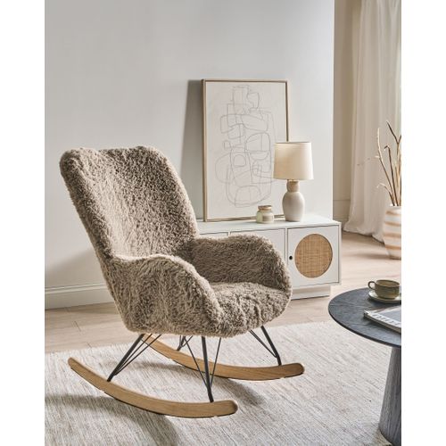 Fauteuil à Bascule Akra Fourrure Synthétique Taupe