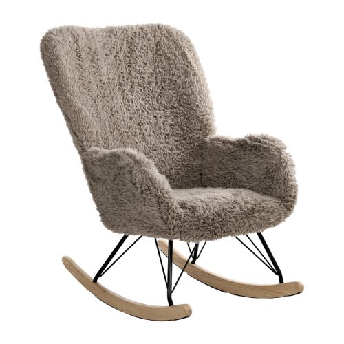 Fauteuil à Bascule Akra Fourrure Synthétique Taupe
