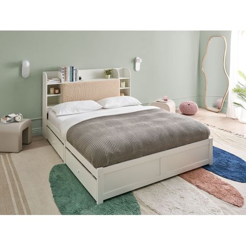 Lit Avec Tiroirs De Rangement Bizou 160 X 200 Cm Blanc