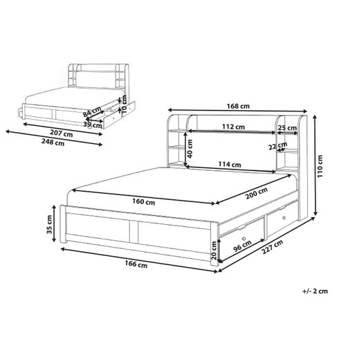 Lit Avec Tiroirs De Rangement Bizou 160 X 200 Cm Blanc