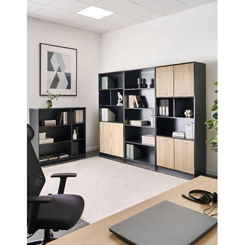 Bibliothèque à 4 Portes Zehna Marron/noir