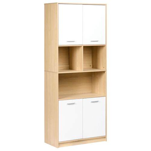 Bibliothèque à 4 Portes Zehna Marron Clair/blanc