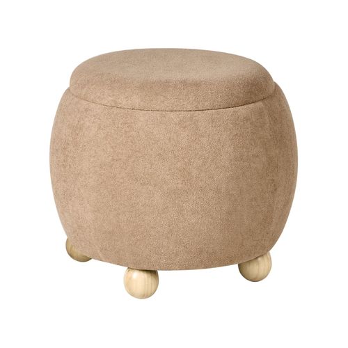 Pouf De Rangement Annabella Bouclé Marron Clair