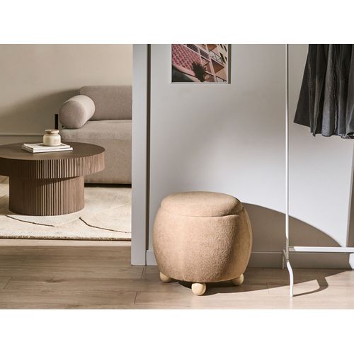 Pouf De Rangement Annabella Bouclé Marron Clair