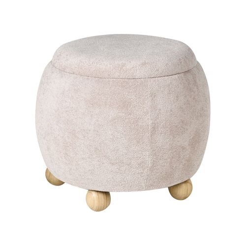 Pouf De Rangement Annabella Bouclé Beige Clair