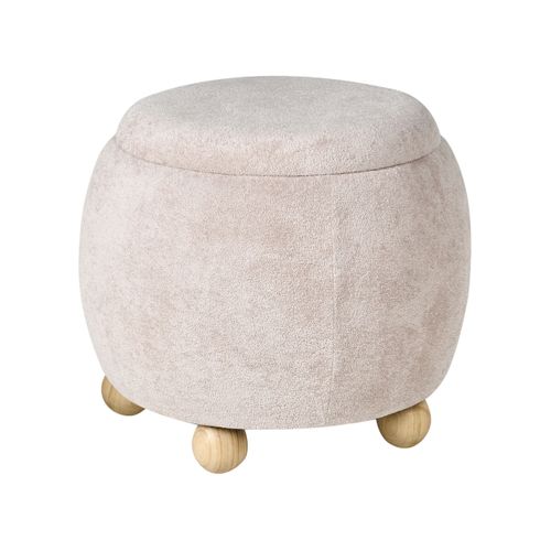 Pouf De Rangement Annabella Bouclé Beige Clair