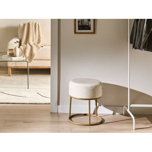 Repose-pied Delco Velours Blanc Cassé