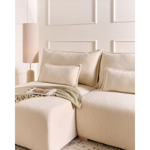 Canapé D'angle Modulable Nerbo Bouclé Blanc Cassé Côté Droit