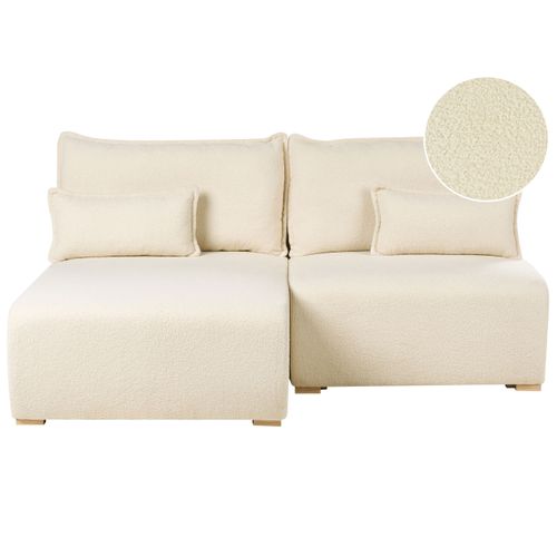 Canapé D'angle Modulable Nerbo Bouclé Blanc Cassé Côté Droit