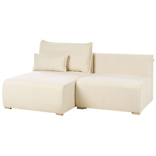 Canapé D'angle Modulable Nerbo Bouclé Blanc Cassé Côté Droit