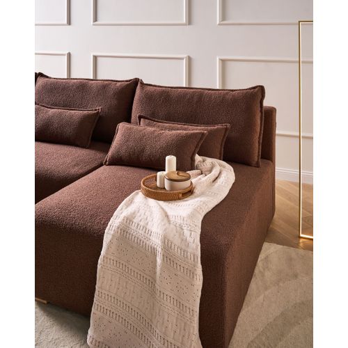 Canapé D'angle Modulable Nerbo Bouclé Marron Côté Gauche